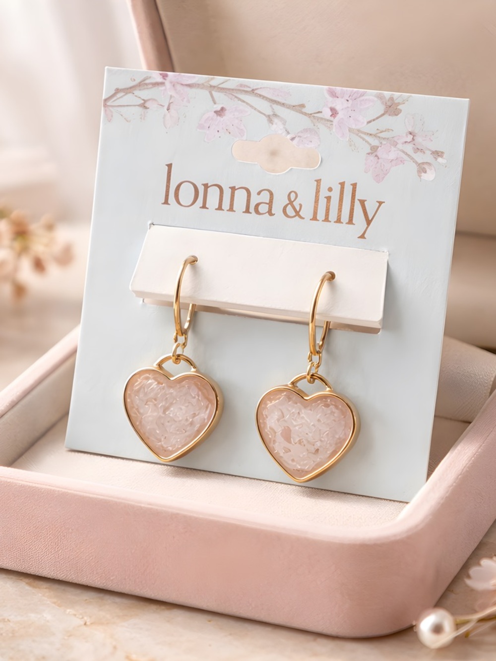 lonna & lilly Rose quartz Drop Earrings in Gold-Tone